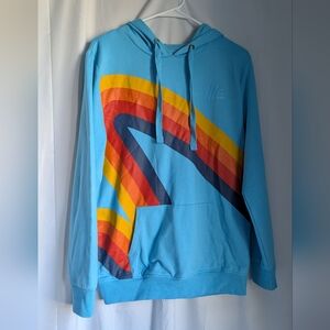 Aldi Gear Pullover Retro Blue Hoodie Graphic Sweatshirt Hooded Size Small 2024